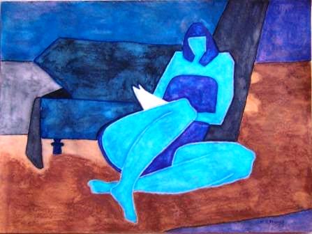 mujer azul
