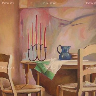 mesa con candelabro