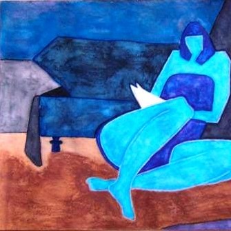 mujer azul